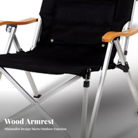 Portable Highspine Recliner Reclining Function Folding Seat Hard Armrests