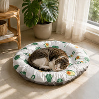Round Cooling Pet Bed Soft Padded Border Feline Cooling Mat Easy to Clean