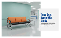 Waiting Chair for Public Spaces, Row Seating Bench, Airport Hospital Clinic, Metal Frame, Modern Design