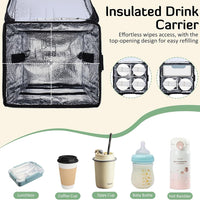 New Insulated Milk Tea Carry Bag - Waterproof Oxford Cloth Large Capacity Cooler Bag