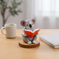 Tabletop Koala Figurine with Wood Base | Resin, for Desk