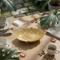 Lotus Tray Small Feet Embossed Floral Tray Shallow Dish for Display