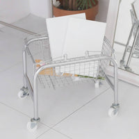 Mobile Wire Storage Basket with Wheels Sturdy Metal Wire Utility Cart Rust-Resistant Rolling Organizer with Hooks Easy to Clean for Students, Teachers, Office, Classroom, Reading Corner