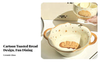 Cartoon Bread Ceramic Bowl and Plate Set, Cute Tableware for One, Large Pasta Bowl, Student Dormitory, Crisp Design