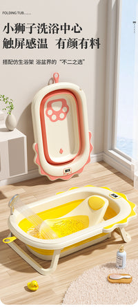 Large Foldable Baby Bath Tub for Sitting or Lying, with Reclining Support, for Newborns and Toddlers