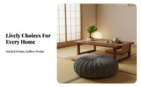 Knitted Round Ottoman Japanese Aesthetic Pouf Removable and Washable Cover