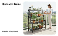 Floor-Standing Tiered Plant Ladder Indoor and Outdoor Use 3-Tier Plant Stand Multi-Functional Flower Pot Holder Space-Saving for Gardeners, Apartment Dwellers, Homeowners, Balcony, Indoors, Outdoors, Living Room