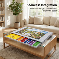 Portable Puzzle Table with Drawers for Adults and Home Use, Foldable Tilting Stand for Indoor Puzzling, Felt Surface with Storage