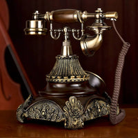 Vintage Phone Gold-Tone Accents Corded Rotary Telephone Antique Telephone Embossed Floral Base Home Communication Device