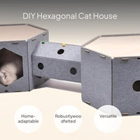 Hexagon Cat Climbing House, Modular Cat Condo, Fabric Wood