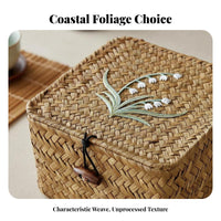 Includes Lid Lidded Wicker Basket Traditional and design Woven Case with Toggle Clasp Handwoven Design Storage Box Decorative for Gift Givers, Home Decorators, Desktop, Living Room, Bedroom, Bathroom
