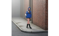 1/18 Scale Hoodie Girl Figurine Hand-Painted Female Figure in Blue Hoodie Resin Material Hobby Supply for Collectors, Dioramas