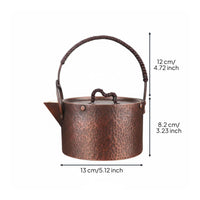 Thickened Wall Handmade Copper Teapot Extra Thick Handmade Pure Copper Kettle Coating-Uncoated Traditional Hammered Teapot Stable Base for Collectors, Home Decor