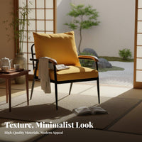 Fabric Couch with Wood trim Japanese aesthetic Sofa Minimalist Design Comfortable pading for Homeowners, Lounge Area, Bedroom