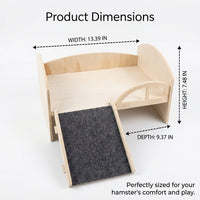 Double Story Hamster Cage and Wooden Hamster House, Hamster Level with Sleeping Chamber Wood Play and Rest Hub for Small Species