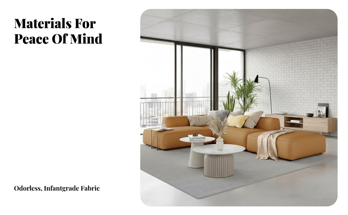 Easy-to-Clean Fabric L-Shaped configurable Chaise Minimalist aesthetic configurable Chaise Sectional Latex Cushions Living Room Furniture Space-Saving for Apartment Dwellers, Families, Homeowners, Lounge Area, Lounging, Family Gatherings, Movie evenings