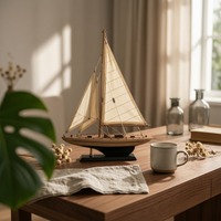 Wooden Sailing Boat Model with Stand Tabletop Wooden Sailboat Model Sailboat Decoration with Stand Small Coastal for Collectors