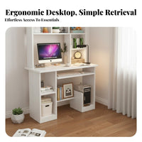 Writing Desk with Bookshelf Multi-functional Office Desk with Storage Shelves Wide Desktop Study Table for Students Suitable for Home Dormitory Bedroom