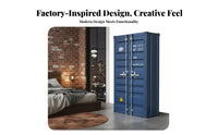 Utilitarian look Bedside Nightstand Retro Design Shipping Container Cabinet Distressed Finish Side Table space-saving Size for Home Decorators, Homeowners, Students, Bedroom, Man Cave, Living Room, Office