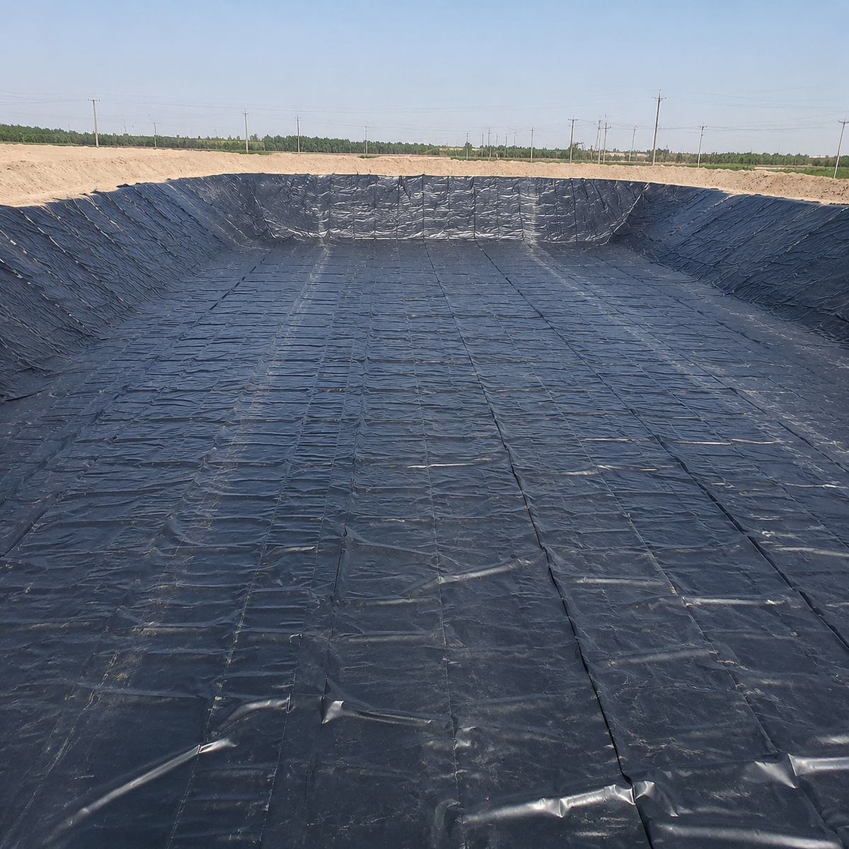 HDPE Geomembrane Roll, 2m×100m, Black, 160g/㎡, Waterproof Sheet, Reservoir Lining, Fish Pond, Waterproof Sheet