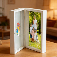 Wooden Handprint Flip Photo Frame for Couples and Family