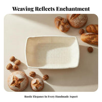 Rectangular Woven Platter Rustic and design Serving Basket Lightweight for Home Cooks