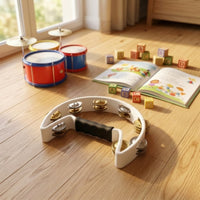 Hand Held Semicircular Tambourine Compact Handheld Tambourine Portable Percussion Hoop with Bells Easy to Use for Singers, Students, Stage, Karaoke, Classroom
