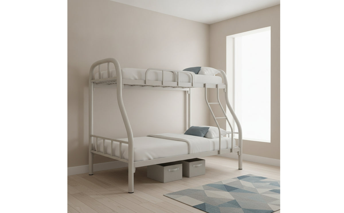 Twin over Full Metal Bunk Bed Space-Saving Bunk Bed with Ladder Safe Furniture Sturdy for Students