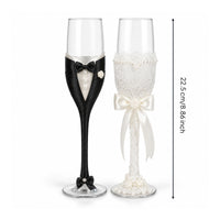 2 Pieces Clear Stemmed Champagne Flutes Glass Flute Pair for Couples