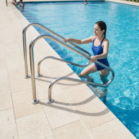Pool Handrails Stainless Steel Swimming Pool Handrail Rust-Resistant Grab Bar with Base Plate for Homeowners