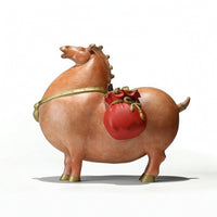 Horse Figurine with Wealth Satchel Brass Horse Figurine Decorative for Office, Entryway, Housewarming