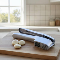 Metal Garlic Press Dual Function Kitchen Tool Hinged Body