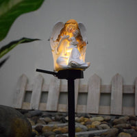 2 Pieces Solar Cherub Stake Lamp Easy to Install Cherub Garden Light Waterproof Outdoor Decor for Patio