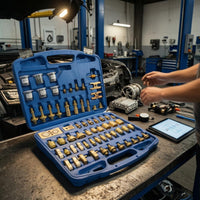 Brass Adapters Automotive Air Conditioning Leak Test Kit Two-Level Interior Car Leak Identifier Kit Organized Storage Refrigerant Diagnostic Set Latch Closures for Mechanics, Auto Repair Workers, Workshop, Garage