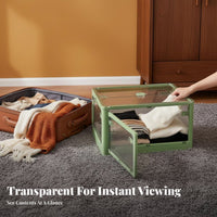 Collapsible Storage Box with Doors Foldable Stackable Box with Doors for Renters