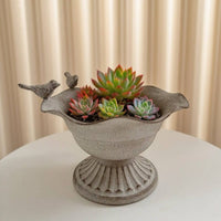Rustic Metal Urn Multi-Purpose Farmhouse Centerpiece Bowl Decorative Bird Accent