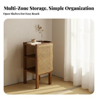 Semi-Circular Rattan End Table Wabi-Sabi Aesthetic Nightstand Nordic Aesthetic