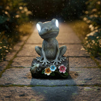 Solar-Powered Frog Figurine Automatic Dusk Lighting Solar Frog Statue for Yard