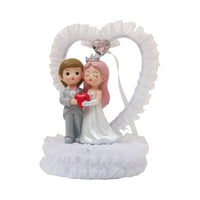 Couple Figurine with Heart Frame Decorative Tabletop Ornament Whimsical