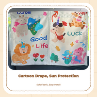Car window sun and screen, retractable screen, sun protection, privacy, cartoon pattern, for babies and children, suction holder mount, universal fit