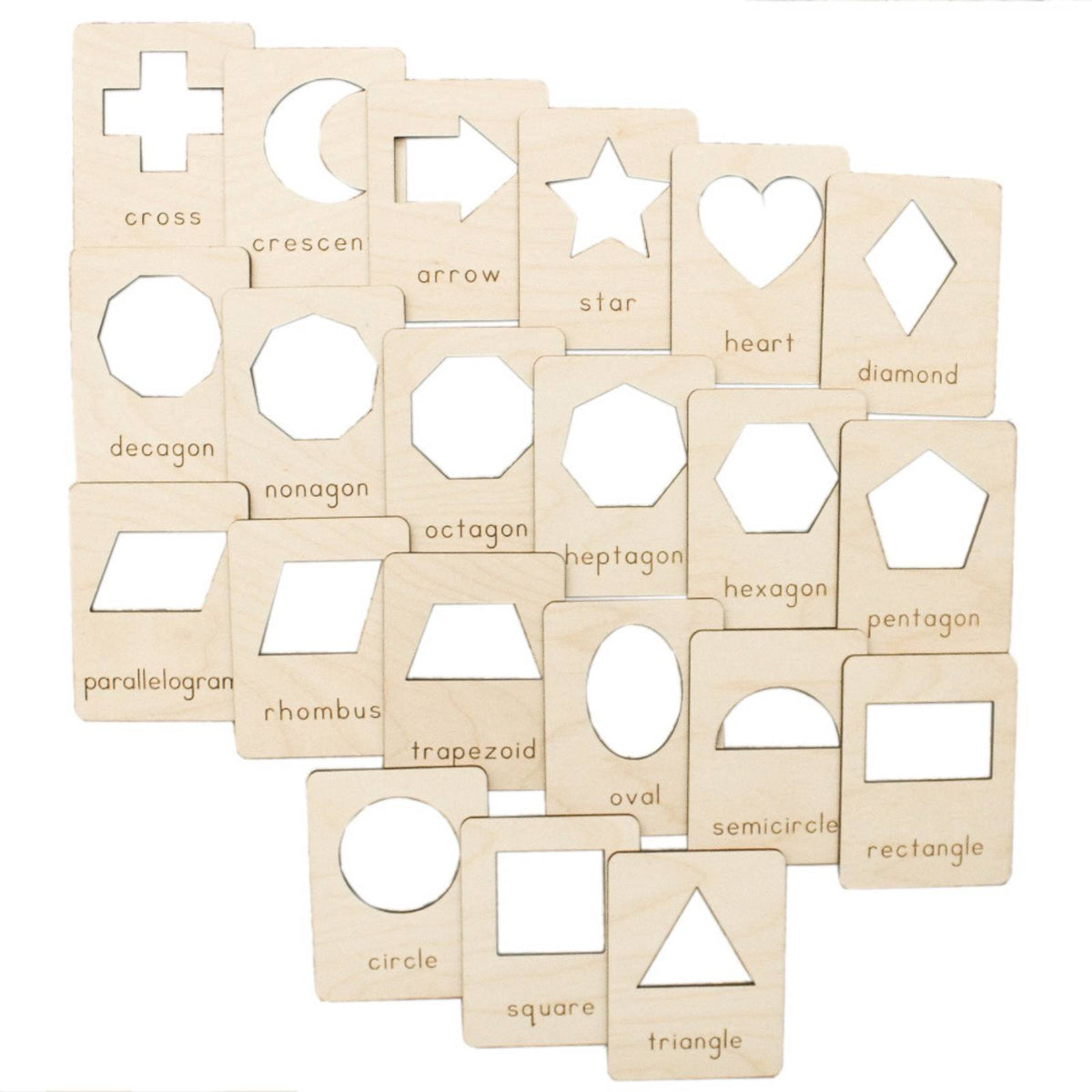 Wooden Shape Template Set Fine Motor Skills Shape Template Set Hand-Eye Coordination Geometric Templates for Preschoolers, Kids, Classroom