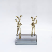 Glass Ornament with Hare Figures Sculptural Hare Figurine Delicate Glass Animal Statue for Living Room
