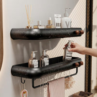 Bathroom Storage Rack, Wall-Mounted, No Drilling, Space Aluminum, Modern Simple Style