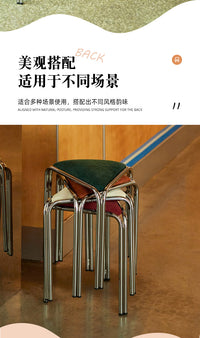 中古风凳子可叠放餐椅凳家用客厅三角凳复古小凳子高级客人备用凳 【橙色】三角凳