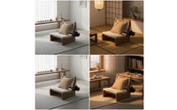 Floor Chair with Back Support Rustic Low Lounge Chair Reclined Seat for Reading Corner