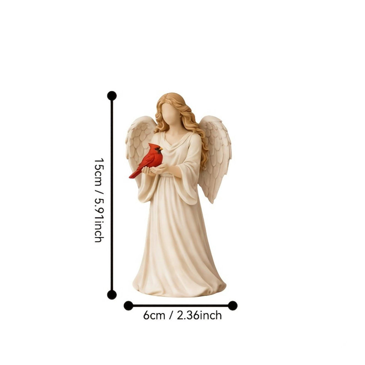 Angel Holding Cardinal Figurine Symbol of Love and Comfort for Mantelpiece