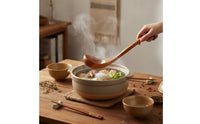 Soup Ladle Long-Handle Wooden Ladle Deep-Bowl Wooden Spoon with Back Hooks for Home Cooks, Hosts, Hot Pot, Dining Table