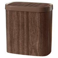 Vintage Wooden Texture Trash Can, Press-type, 12L+, Plastic, Oval