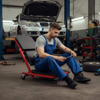 Folding Creep Seat Heavy Duty 2-in-1 Technician Creep Swivel Casters Garage Equipment for Workshop