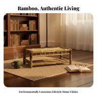 3 Pieces Bamboo Low Seating Table and Chairs Traditional Design Tea Ceremony Furniture Natural Look Adaptable Use for Adults